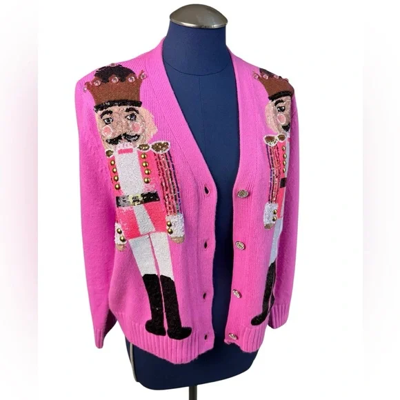 Queen of Sparkles Pink Nutcracker Sweater Cardigan Size XS - Picture 7 of 13